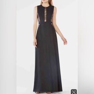 BCBGMaxAzria Black Gown with Lace Panels